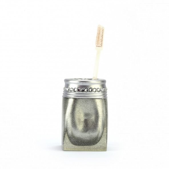 PL-9270-TBHSL DİŞ FIRÇALIK KRİSTAL TAŞLI GÜMÜŞ POLİRESİN 7X7X10CM - Resim 2