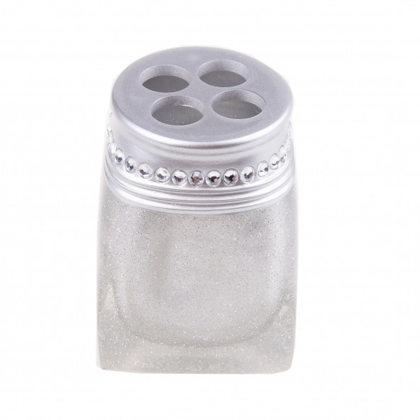 PL-9270-TBHSL DİŞ FIRÇALIK KRİSTAL TAŞLI GÜMÜŞ POLİRESİN 7X7X10CM - Resim 4