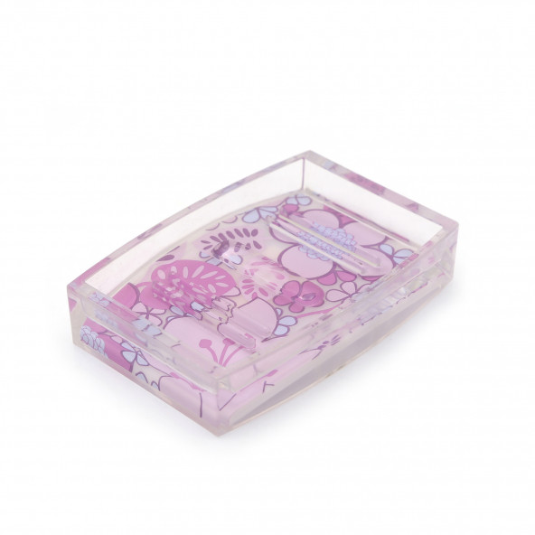 71454AP PEMBE ÇİÇEKLİ AKRİLİK SABUNLUK - Resim 2