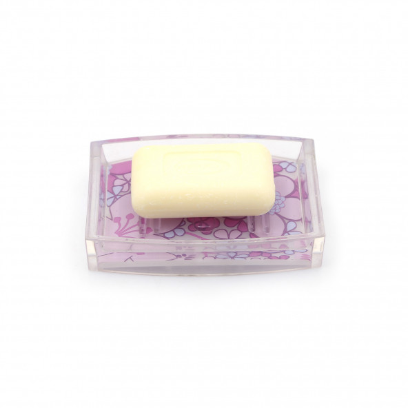 71454AP PEMBE ÇİÇEKLİ AKRİLİK SABUNLUK - Resim 3