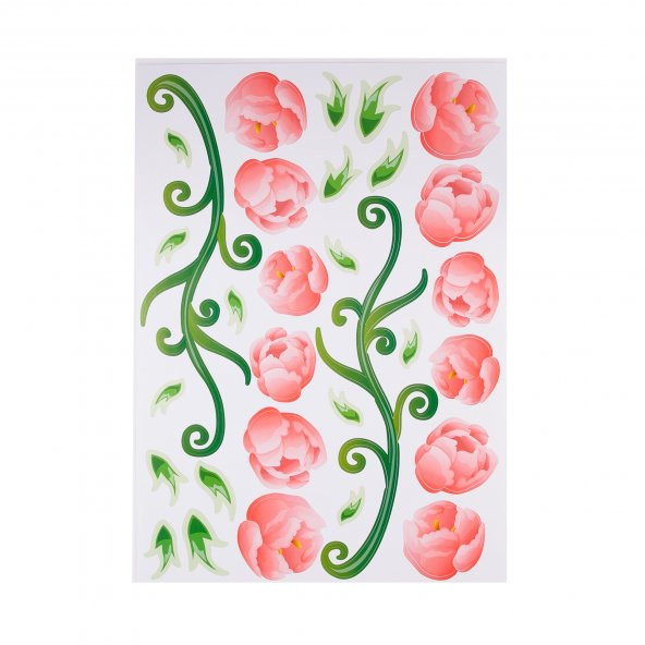 XFG015 DUVAR SÜSÜ PEMBE GÜLLÜ ŞEFFAF FİLMLİ PVC 70X50X0''5CM