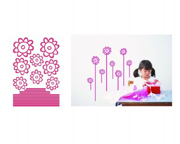 XFG029 DUVAR SÜSÜ PEMBE PAPATYALI ŞEFFAF FİLMLİ PVC 48X33X0''5CM - 2