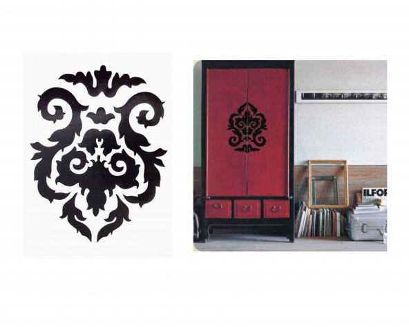 XFG030 DUVAR SÜSÜ SİYAH ÇİÇEKLİ ŞEFFAF FİLMLİ PVC 48X33X0''5CM - 2