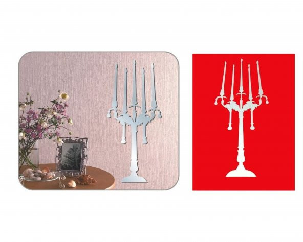 JM08030 AYNALI DUVAR SÜSÜ  ŞAMDAN ŞEKİLLİ 35X20X0''6CM - 2