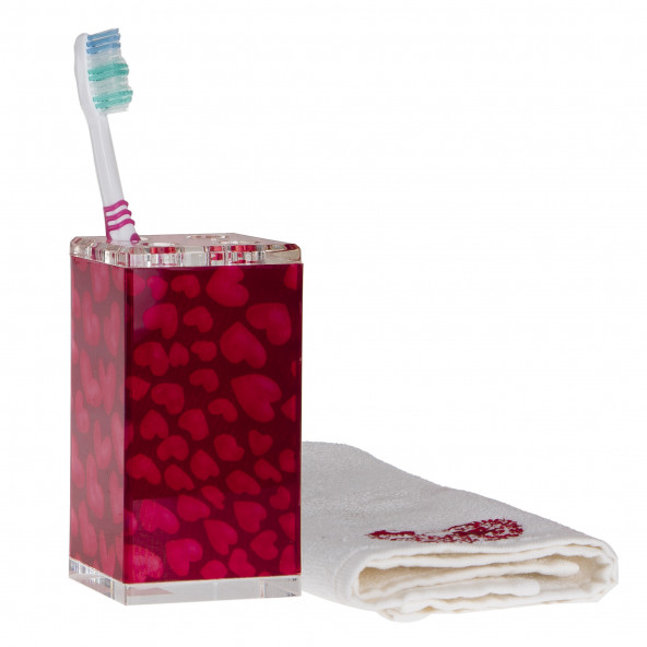 70317 DİŞ FIRÇALIK KALPLİ AKRİLİK 6X6X12CM - Resim 2