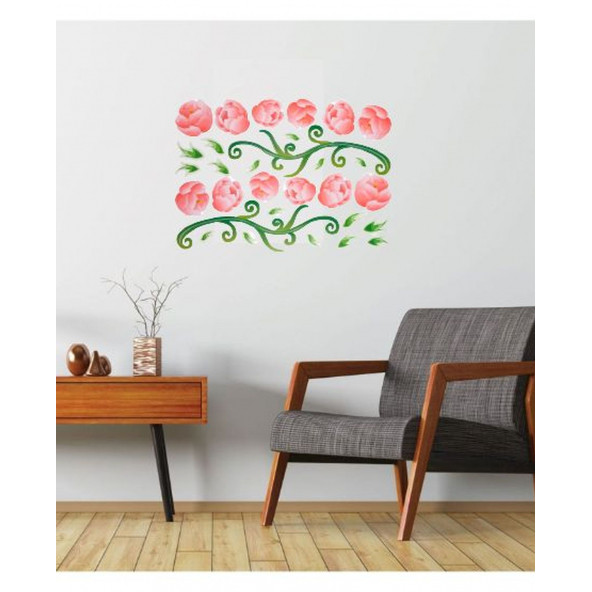 XFG015 DUVAR SÜSÜ PEMBE GÜLLÜ ŞEFFAF FİLMLİ PVC 70X50X0''5CM - 3