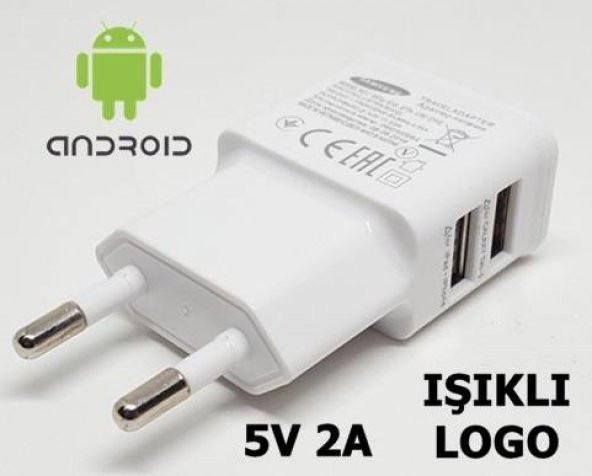 LG Uyumlu Şarj Cihazı 5V 2A Çift Usb Işıklı Logo