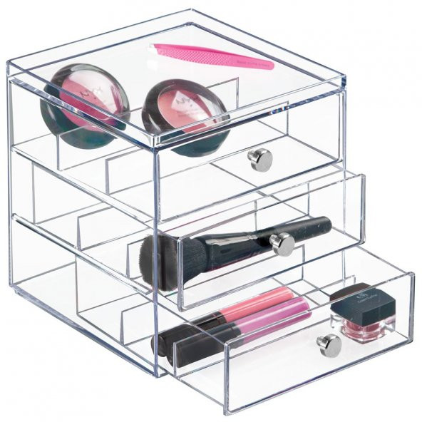 Gözlük,Kozmetik Ürün Düzenleyici 3 Çekmeceli Takı Ve Makyaj Kutu Duzenleyici