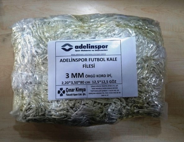 Adelinspor Futbol Kale Filesi 3 mm Kord İpi 3,50*2,20*0,8 m