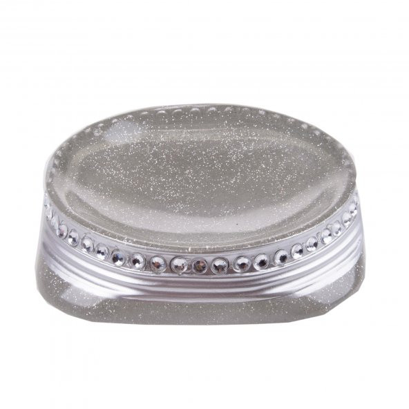 PL-9270-SDSL SABUNLUK KRİSTAL TAŞLI GÜMÜŞ POLİRESİN 12X12X2CM