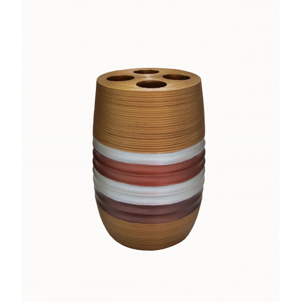 JMBS002B DİŞ FIRÇALIK METALİK KAHVE POLİRESİN 6X6X12CM - 4