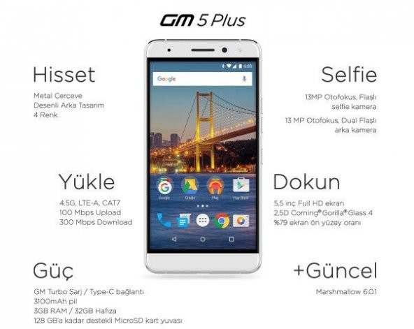 General Mobile GM5 Plus Dual 2 Yıl Telpa Garantili