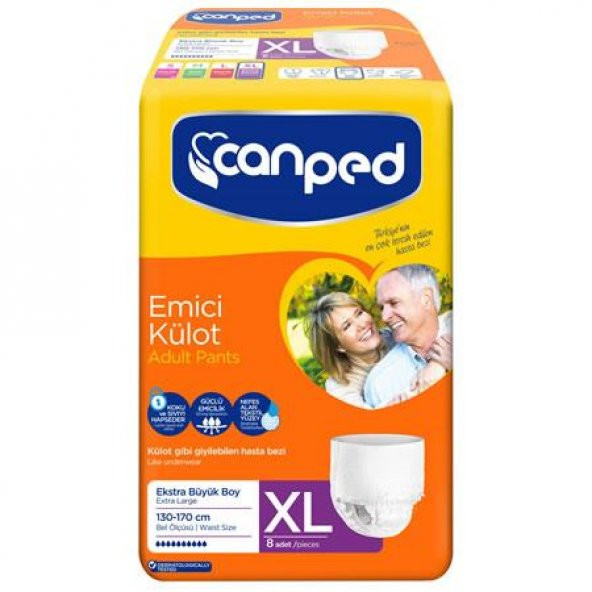 Canped Emici Külot 8 Adet XLarge XL Ekstra Büyük Hasta Bezi