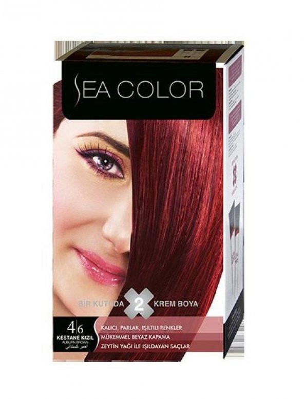Sea Color 2li Krem Saç Boyası  4/6 Kestane Kızıl ürün görseli 1