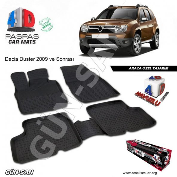 Dacia Duster 4D Havuzlu Paspas 2009 ve Üzeri A+Plus