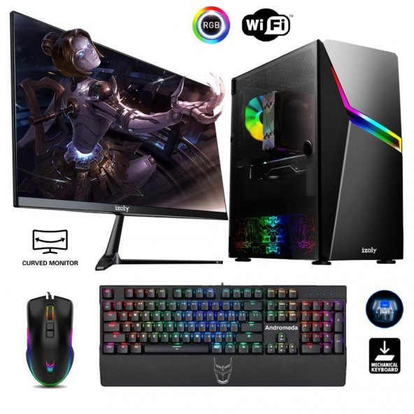 İzoly Darkness i5-10400F 8GB 256GB M.2 NVMe RX550 4GB 24" Oyuncu Masaüstü Bilgisayarı