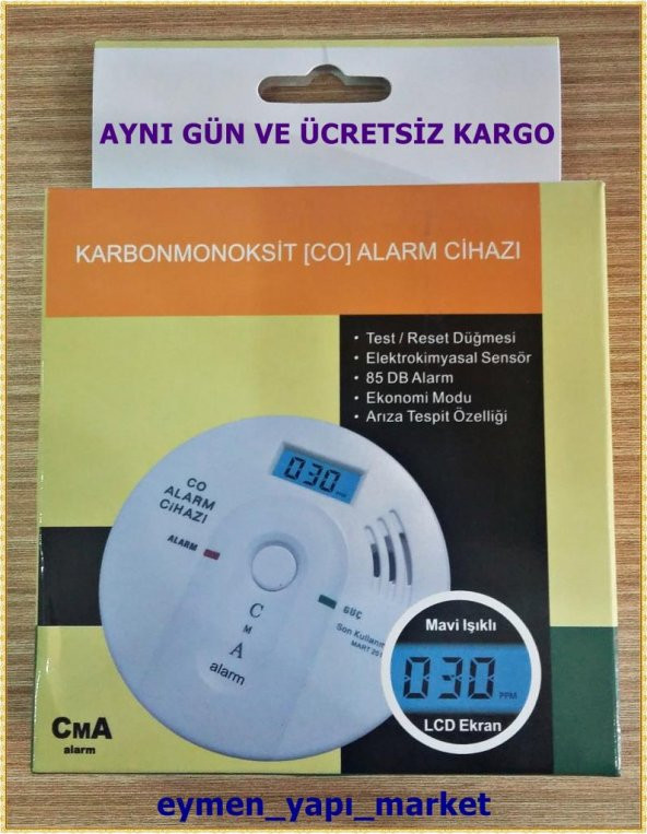 CMA SFT-111 ( KARBONMONOKSİT ) GAZ ALARM CİHAZI LCD PANELLİ VE FA