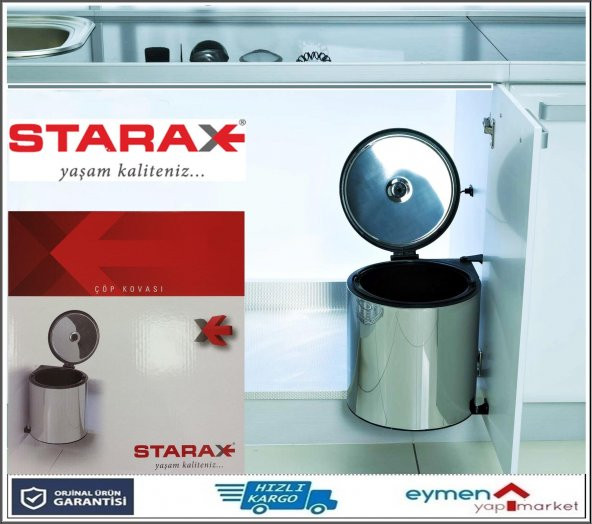 STARAX DOLAP İÇİ ÇÖP KOVASI PASLANMAZ KROM ÜCRETSİZ KARGO..