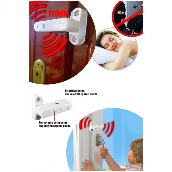 Alarmlı Pvc Kapı Pencere Çocuk Emniyet ve Güvenlik Kilidi Beyaz - 4