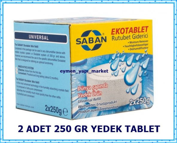 Saban Nem Rutubet Alıcı Yedek Tablet 24 Adet 250 gr Naturel - 3