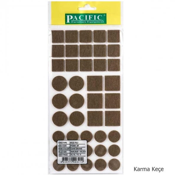 5 Adet Pacific Zemin Koruyucu Yapışkan Kare Keçe 20 mm x 20 mm - 3
