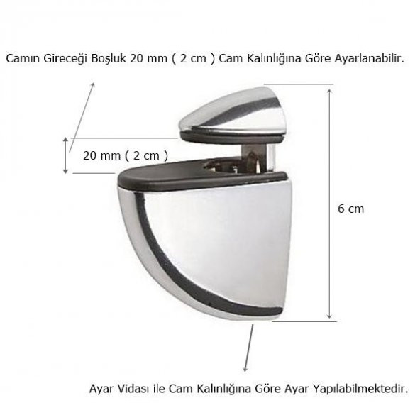 Pelikan Cam Raf Tutucu Etejer Parlak Krom Metal Kırılmaz - 2