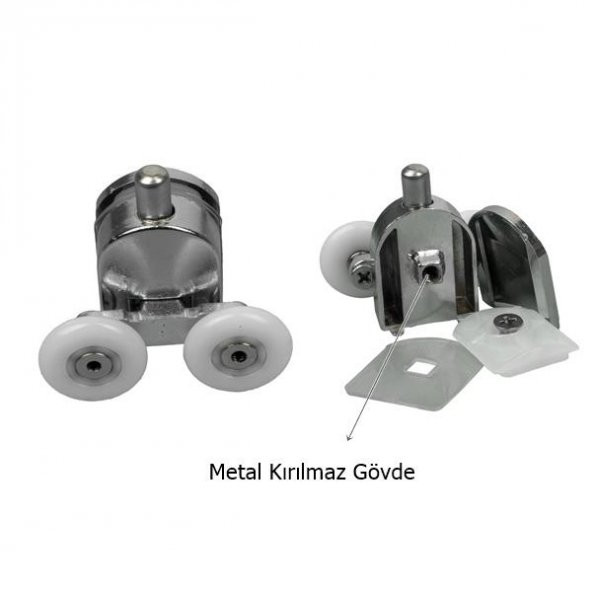 Duşakabin Tekerleği Metal Gövdeli Alt Tekerlek Krom Teker Çapı 24 mm - 3