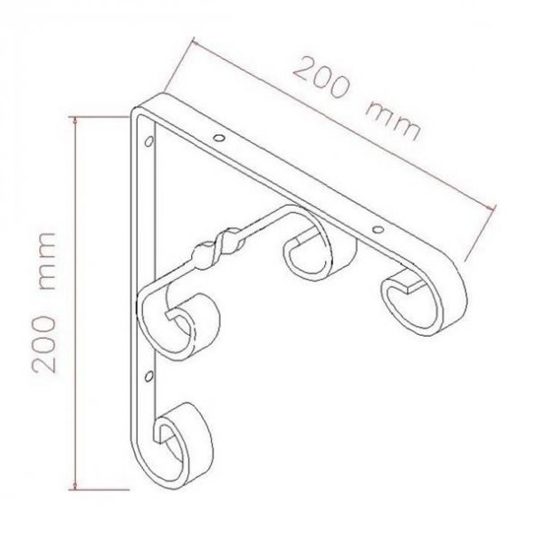 Burgulu 20 x 20 cm Dekoratif Raf Altı Raf Ayağı Konsol Siyah - 3