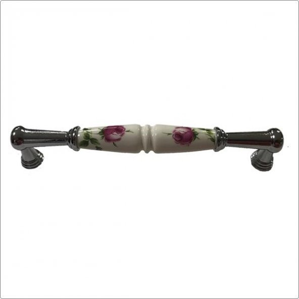 Porselen Dolap Çekmece Kulp Pembe Gül Krom 160 MM - 3