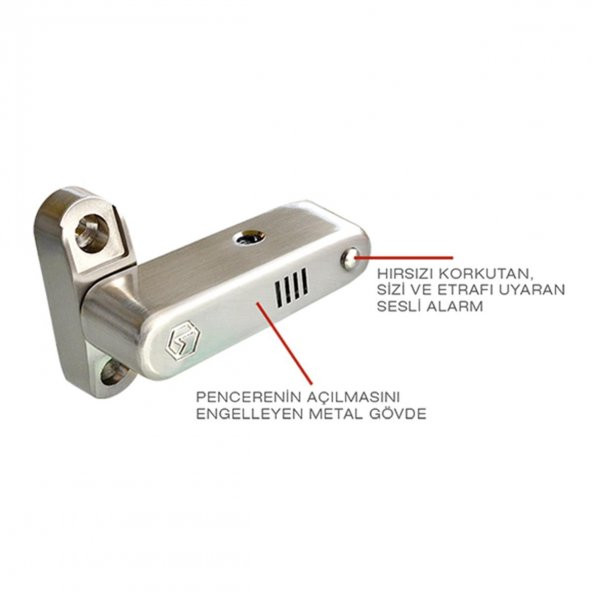 3 Adet Alarmlı Pvc Pencere Emniyet Güvenlik Kilidi Metal Beyaz - 4