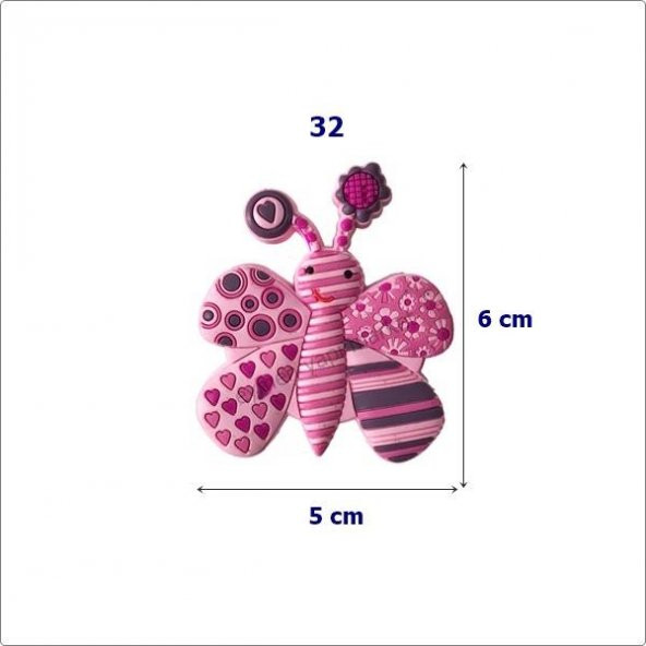 Çocuk Odası Mobilya Kulp Dolap Düğme Pembe Kelebek - 2