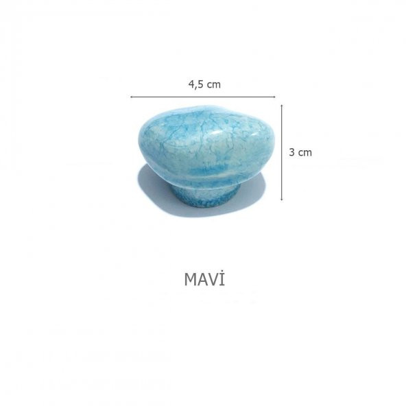 Porselen Mavi Taş Düğme Tek Vidalı Mobilya Dolap Kulp - 2