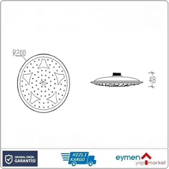 Tema Tondo Banyo Tepe Duş Başlığı Başlık Kireç Kırıcılı Sistem - 2