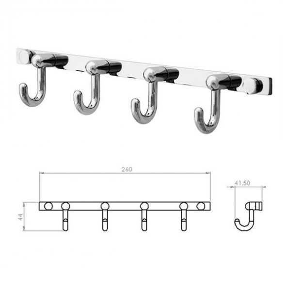 Hook 3 lü Askı Banyo Askısı Askılık Bornozluk Paslanmaz Krom - 3