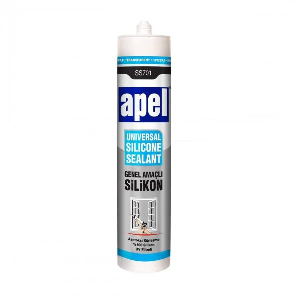 Apel Şeffaf Silikon 250 ml + Silikon Tabancası Plastik Set - 3