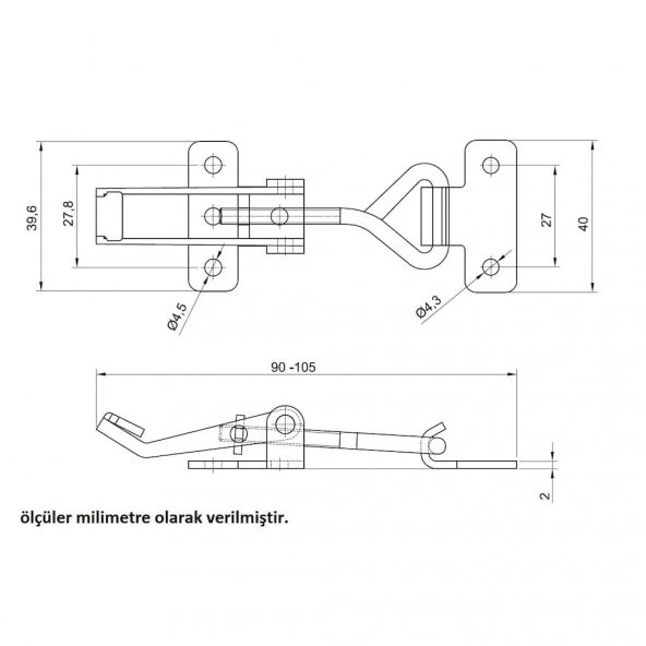 Ayarlı Gergi Kilidi Kaput Mandalı Kovan Kilidi Kod 41-003 - 2