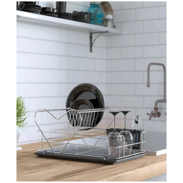 Tekno Tel İki Katlı Tezgah Üstü Kalp Bulaşıklık Tabaklık KB-011 - 5