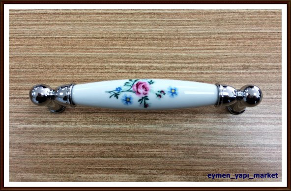 PORSELEN KULP DOLAP ÇEKMECE 81065 MODEL 317 DESEN 128 MM KROM - 2