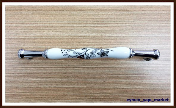 PORSELEN KULP DOLAP ÇEKMECE 81025 MODEL 303 DESEN 192 MM KROM - 2