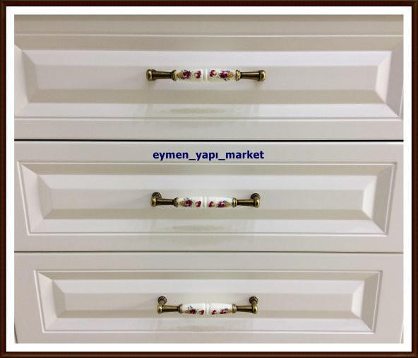 PORSELEN KULP DOLAP ÇEKMECE 81035 MODEL 141 DESEN 160 MM ANTİK - 3