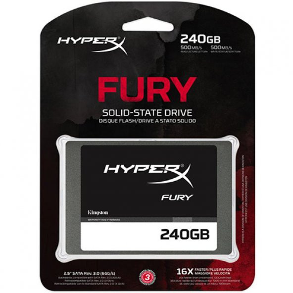 KINGSTON HYPERX FURY 2.5 240GB SSD SATA3 500/500 SHFS37A/240G