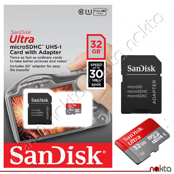 SanDisk Android MicroSD 32 gb Class 10 Hafıza Kartı SDSDQUA-032G-