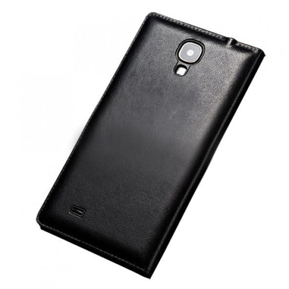 I9500 Galaxy S4 S View Dikişli Deri Pencereli Kılıf Siyah