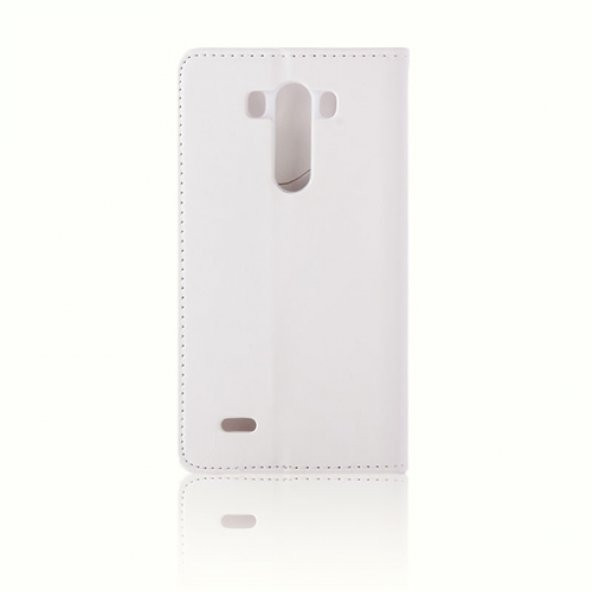 LG G3 D855 Dikişli Ve Gizli Mıknatıslı Kılıf Beyaz