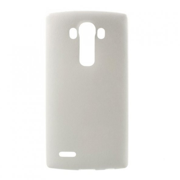 LG G4 H815 Deri Dokulu TPU Arka Kapak Beyaz