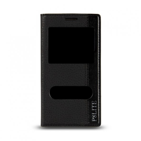 Huawei P8 Lite Gizli Mıknatıslı Pencereli Magnum Siyah