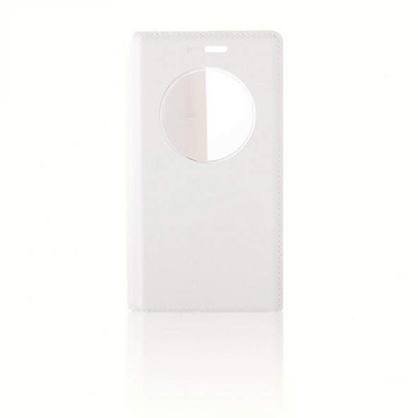 LG G3 BEAT (Mini) Dikişli Yan Kapaklı TPU Kılıf Beyaz