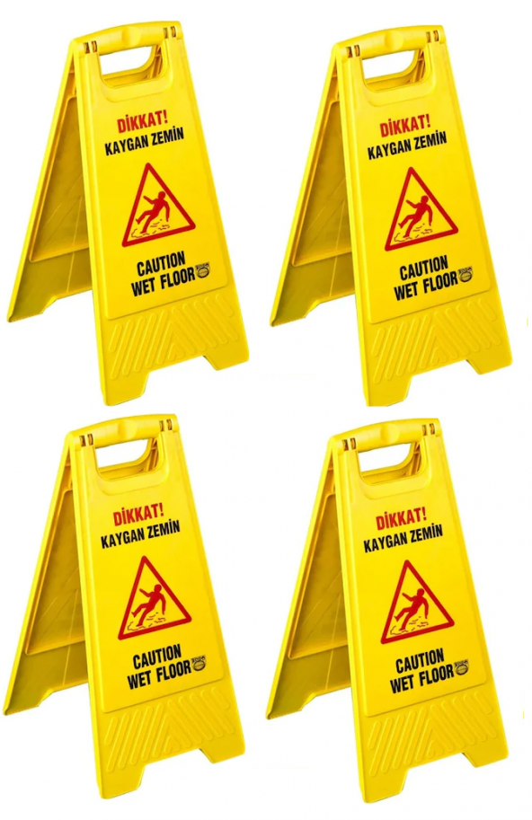 Safell Kaygan Zemin Levhası - Dikkat Uyarı Levhası - 4lü Paket