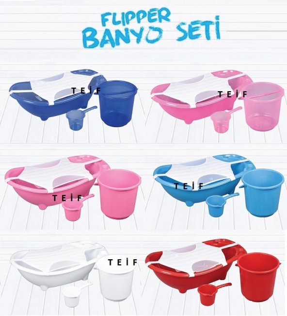 Flipper Bebek Banyo Küvet Seti - 5 Parça Bebek Banyo Küveti - 2