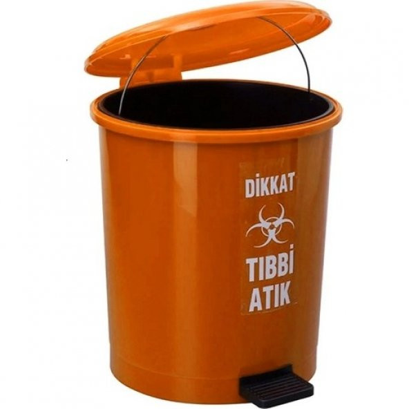Safell Tıbbi Atık Çöp Kovası Pedallı 40 Lt - Atık Kovası - Turuncu